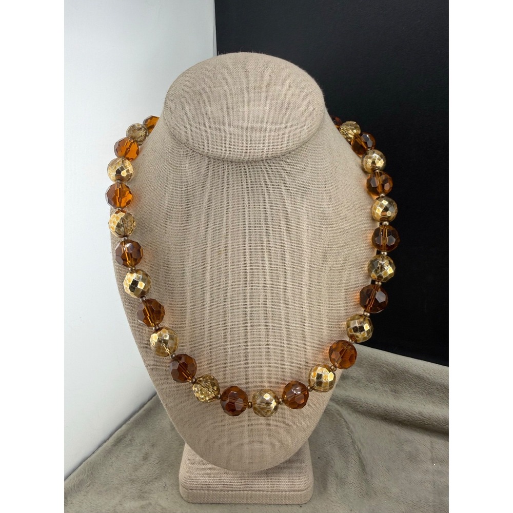 Joan Rivers Beaded Necklace Glass Brown 34"